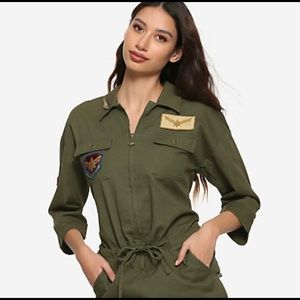 Women’s Captain Marvel Green Romper Size Large